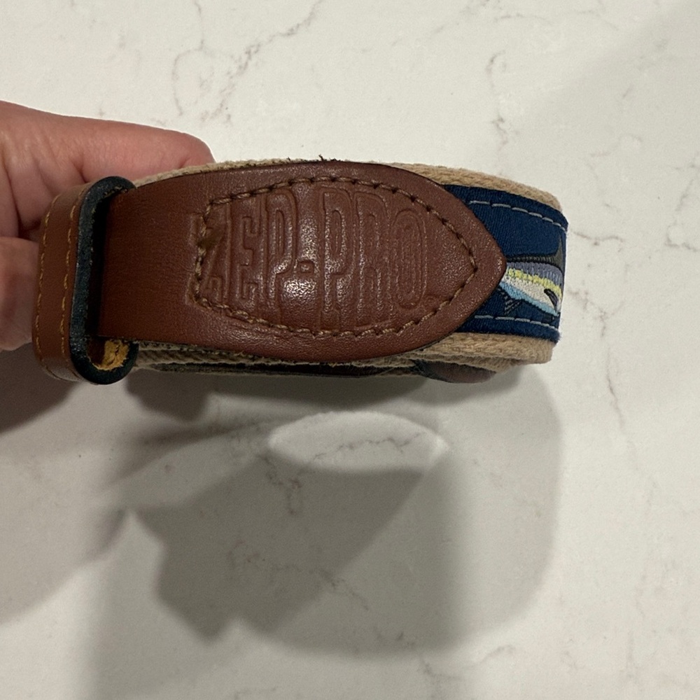 Zep Pro Belt Mens 38 Leather Navy Fish made in the USA dad belt